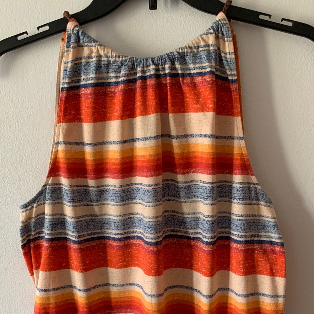 Chaps Red and Blue White Striped Cotton Halter Top